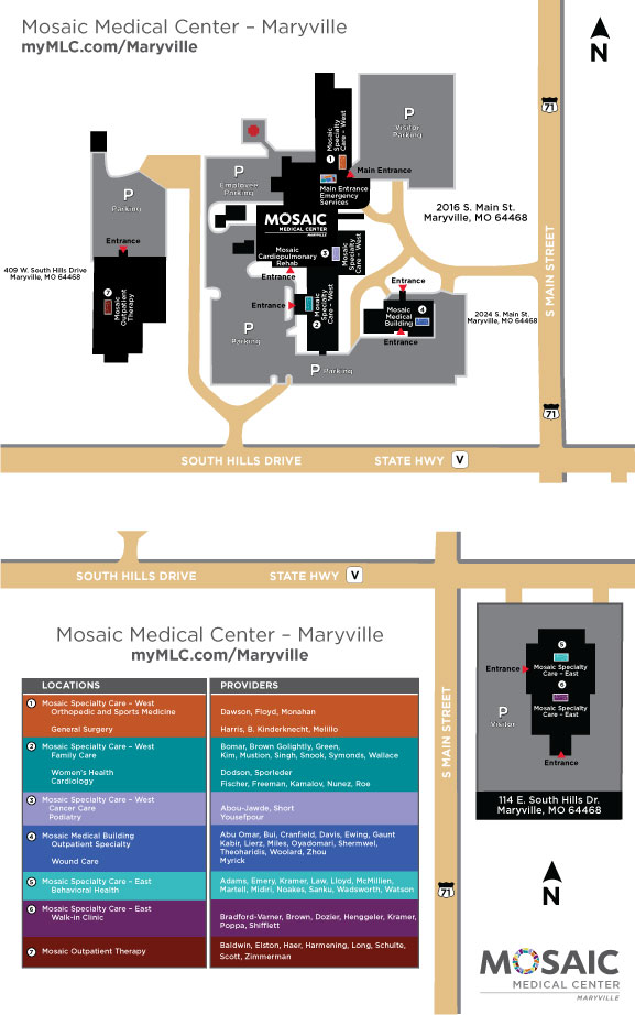 Mosaic Medical Center - Maryville campus map